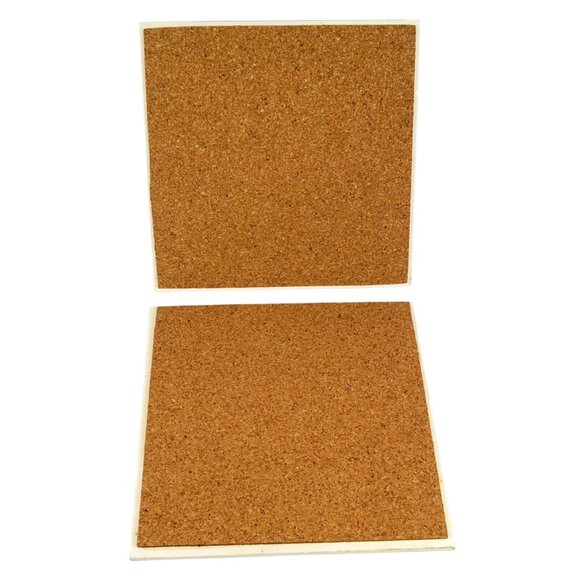 Christmas Holiday 6x6" Tile Coaster Set of 2 Vintage 1980s Santa Poinsettias - Picture 3 of 3